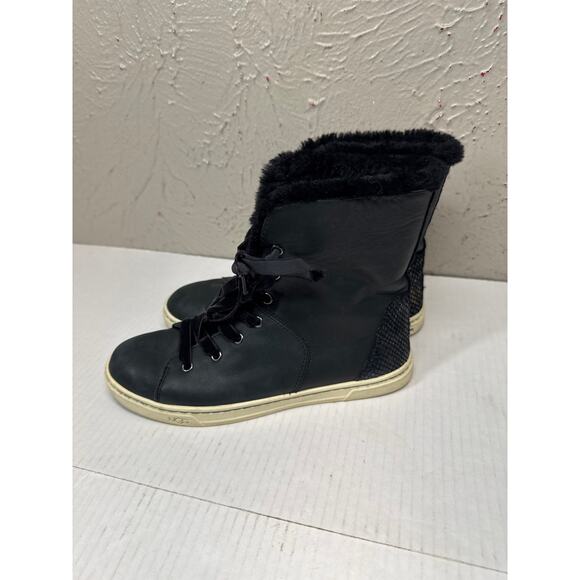 UGG Croft Exotic Snakeskin Velvet Black Lace Up 1014493 High Tops Womens Size 7 - Picture 3 of 5